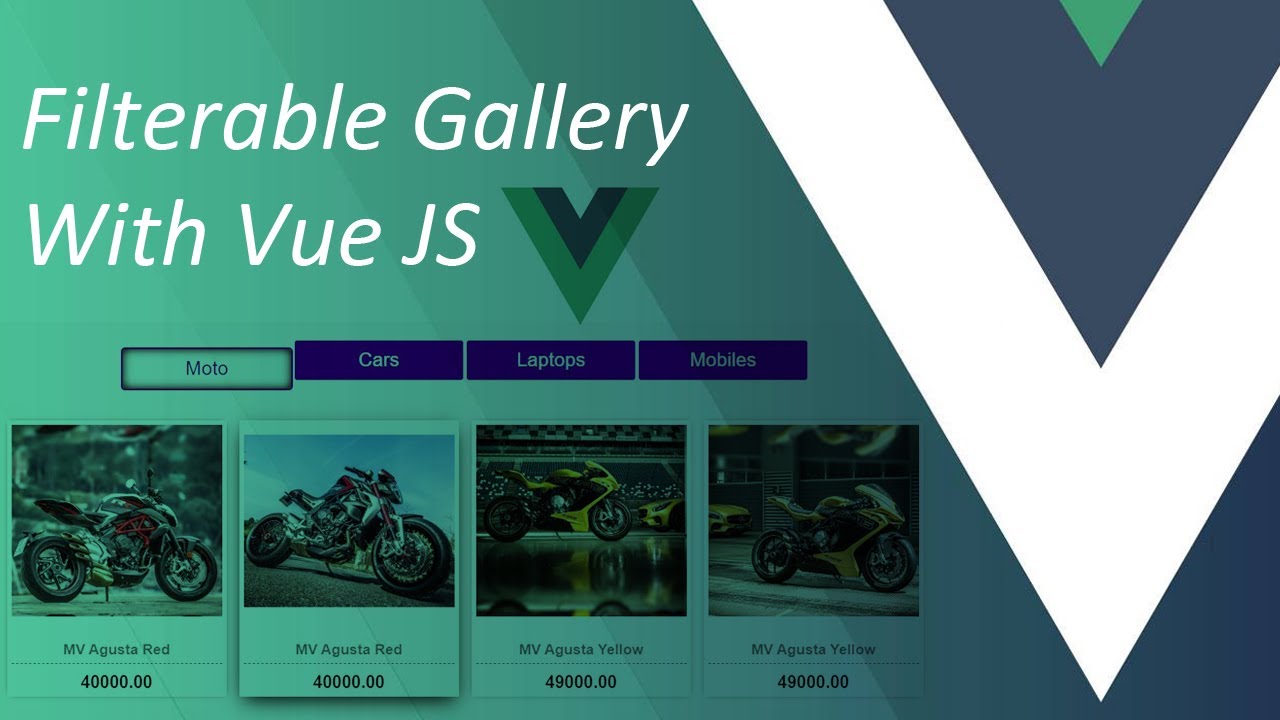 How To Create A Filterable Gallery With Vue js | Using Components | Directives | Components Communication